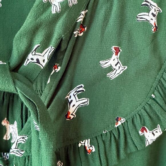 Maeve by Anthropologie Adagio Green Ruffled Dog Shirt Short Sleeves Size Small - Picture 4 of 9
